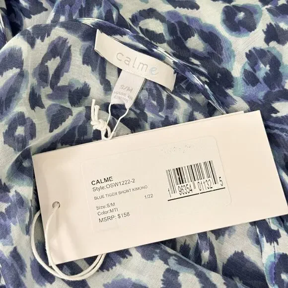 Johnny Was CALME Kimono Women Small Medium Leopard Cotton Silk Cardigan Cover Up - Picture 3 of 9